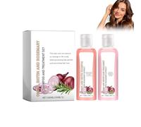100ml Shampoo Alla Biotina + 100ml Balsamo Capelli, Shampoo And Treatment Set Con Estratti di Rosmarino e Cipolla, Per Capelli Danneggiati e Fragili, Nutre le Radici e Ripara i Capelli