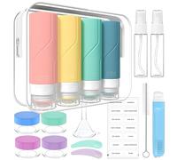 100mlX4 Bottiglie da Viaggio in Silicone, Kit Contenitori da Viaggio, 17 Pezzi Flaconi da Viaggio Aereo Ricaricabili per shampoo Lozione Liquidi, Approvato dalla FDA, Senza BPA
