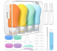 100mlX4 Bottiglie da Viaggio in Silicone, Kit Contenitori da Viaggio, 17 Pezzi Flaconi da Viaggio Aereo Ricaricabili per shampoo Lozione Liquidi, Approvato dalla FDA, Senza BPA, Colorato