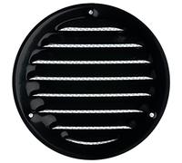 Ø 100mm Nera Rotonda Griglia di Ventilazione in Metallo - Griglie D'Aerazione con Rete Anti Insetti