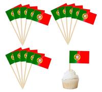 100P - Bastoncini da cocktail con bandiera del Portogallo, mini stuzzicadenti, panini, stecchini per cupcake, decorazioni per feste a tema Portogallo