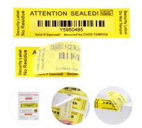 100pcs 100% No Residue Tamper Evident Security Warranty Void Sticker/etichette/sigilli (giallo, 1 x 3,55 pollici, numeri di serie - Chtep Tamper) (25 x 90 mm, giallo)
