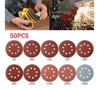 100pcs 125mm Dischi Abrasivi Carta 8 Foro Misto Sabbia 80-3000 Uncino e Asola