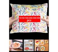 100pcs/200/300/500pcs Coperchi in plastica trasparente per confezionamento, sacchetti in film PE, coperchi per ciotole, coperchi per avanzi, mantieni il cibo fresco, forniture da cucina 10 pezzi,50 pe