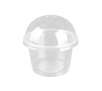 100pcs 250ml Disposable Salad Cup Transparent Plastic Dessert Bowl Container with Lid for Bar Cafe Home (dome Lid with Hole)