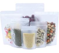 100pcs 3.9x5.9 pollici (10x15 cm) Risigillabile Stand Up Food Pouch Matte Clear Zipper Lock Sample Bags Frosted Poly Plastic Packaging Bags Doypack per Zip Food Storage Lock Imballaggio