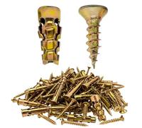 100pcs 6×14mm Short Expansion Screw Set for Stripped Threads & Cabinet Hinge Repair, Metal Expansion Anchors with Screws for Wood Tile Stone Cabinets (200pcs)
