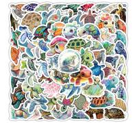 100PCS adesivi di tartaruga di piccole dimensioni, pacchetto di adesivi colorati di animali marini per adolescenti, adesivi impermeabili