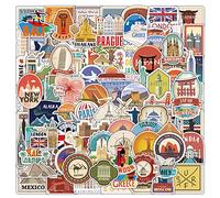 100pcs Adesivi Per Mappe Di Viaggio, Adesivi Per Aree Famose Del Mondo Per Bottiglie D'Acqua, Bagagli, Decalcomanie Per Paesaggi Urbani Vintage, In Vinile