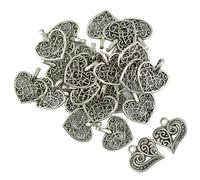 100pcs antico tibet ciondoli in argento cuore perline pendenti accessori