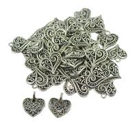 100pcs antico tibet ciondoli in argento cuore perline pendenti accessori di