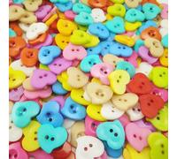 100pcs Assortito Cucito Bottoni Plastica & IN Legno Fiore Cuore Rotondo Craft