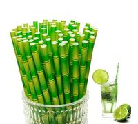 100pcs Cannucce Carta, Stile Bambù Verde, Cannucce di carta per feste, per Compleanno, Matrimoni, Natale, Docce Bambino, Celebrazioni e Feste