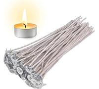 100pcs CD 2 stoppini per candele di soia, 15,2 cm pre-cerato candela stoppino con base