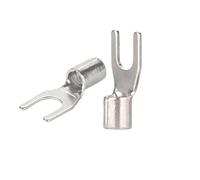 100PCS Connettore del cavo A crimpare Rame UT 1.5 2.5 Non isolato Filo a forcella Terminali in ottone stagnato Capocorda pressato a freddo(UT1.5-5(22-16AWG M5))