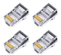 100Pcs Connettore RJ45 6U Placcato Oro Pass-Through Ethernet Cavi Modulo Spina Rete RJ-45 Crystal Heads Cat5 Cat5E