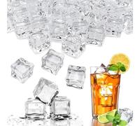 100Pcs Cubetti Riutilizzabili, 20mm Cubetti Ghiaccio Artificiale Cubetti di Ghiaccio Finti in Acrilico Trasparente per Puntelli da Bar Contro Decorazione Fotografia Bevande