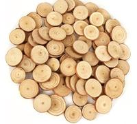 100PCS Dischi Legno Grezzo 3cm, BetterJonny Legno da Decorare Diametro Sotto i 3 cm con Fori e Non Rifinite Fette di Legno con Corteccia per Natale Segnaposto Pirografo Intagliare