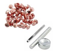 100pcs Doppio Tappo Rivetti + Attrezzo Kit Ottone A 4-15mm Oro Argento Pelle