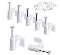 100PCS Fermacavi rotondi, 12MM Cavo Elettrico Clip da Parete Gestione dei Chiodi del Cavo, Clip di Riordino del Filo Spille Chiodi del Cavo per Ethernet, Cavi Elettrici, Fili