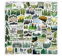 100Pcs Foresta adesivi di piccole dimensioni per adulti adolescenti, verde bosco ambiente natura avventura all'aperto adesivi