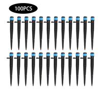 100Pcs Ground Insert Irrigation Dripper, Drip Sprinkler for Garden Watering System, 360 Degree Full Coverage Watering Tool with 4/7mm Hose Connector, Plastic Drip Emitter for Lawn