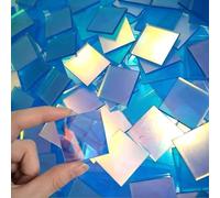 100Pcs Iridescent Acrylic Squares, 1/8" Thick Mini Rainbow Holographic Acrylics Squares, for DIY Crafts, 3D Art Deco, Light & Shadow Artwork, Graduation Cap Decoration (300Pcs)