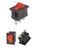 100pcs KCD1 Boat Rocker Switch 4Pin 2Pin 3Pin 21 * 15mm ON-OFF Black 6A/250V 10A/125V AC With Red Green Light Switch(Red Light 3Pin,100 PCS)