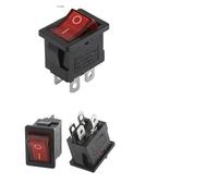 100pcs KCD1 Boat Rocker Switch 4Pin 2Pin 3Pin 21 * 15mm ON-OFF Black 6A/250V 10A/125V AC With Red Green Light Switch(Red Light 4Pin,10000 PCS)