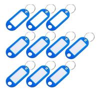 100PCS Key Plates Can Be Written On Fob Ring For Writing On Label Keychain Baggage Tag ID Name Tags With Split(Blue)