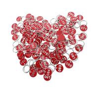 100Pcs Metal Number Tags Keychain ID Numbered For Locker Pool Key Markers Identifiers Per Hotel(Red,1-100)
