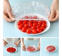 100pcs Monouso Cibo Copertura di Plastica Trasparente Sacchetti di Sigillatura Elastica Regolabile Coperchi per Ciotola piatto Universale Wrap Seal Fresh Keeping Caps per Cucina