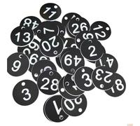 100Pcs Number Tags 10-100 Engraved Signs Small Round Labels Per Uffici(Black)