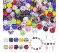 100PCS Perline Braccialetti 100mm Glitterate Pave Disco Ball Beads,Strass Perline Crystal,Perlines di Strass da Infilare Hobby Creativi Adulti per Realizzare Collane, Bracciali, Orecchini (10 Colori)