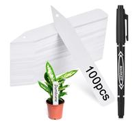 100Pcs Plant Labels, 4 Inch Potted Plant Markers, Nursery Plants Stake Tag with Marking Pen for Outdoor Indoor Garden Patio Flower Vegetable, White.