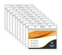 100PCS Porta Carta di Plastica, Trasparente Orizzontale Nome Tag Badge Titolari di Carta di Identità Titolari di Plastica Doppio Lato Badge Holder Cordino