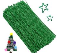 100Pcs Scovolini Colorati Per Lavoretti,Glitter Steli di Ciniglia Scovolini,Glitter Bastoncini Decorativi in Tinsel Ciniglia,Per Decorazioni Natalizie Artigianali Creative DIY,30cm × 6mm,Verde