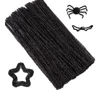 100Pcs Scovolini Colorati Per Lavoretti,Glitter Steli di Ciniglia Scovolini,Glitter Bastoncini Decorativi in Tinsel Ciniglia,Per Decorazioni Natalizie Artigianali Creative DIY,30cm × 6mm,Nero