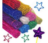 100Pcs Scovolini Colorati Per Lavoretti,Glitter Steli di Ciniglia Scovolini,Glitter Bastoncini Decorativi in Tinsel Ciniglia,Per Decorazioni Natalizie Artigianali Creative DIY,30cm × 6mm,9 Colori