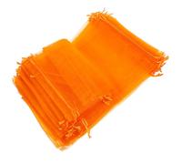 100Pcs Small Orange Organza Pouches Durable Drawstring Bags for Party Favors