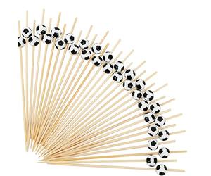100PCS Stuzzicadenti da Cocktail Con Deco Pallone Da Calcio,Bastoncini Antipasto In Bambù Naturale,Stuzzicadenti Decorativi per Antipasti Cocktail Snack Alla Frutta Sandwich Barbeque,Circolo Sportivo