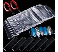 100PCS Transparent Nail Art Display Stand,With 2 Rolls Double-Sided Tape For Practicing,Acrylic Nail Tips Display Strips,F...