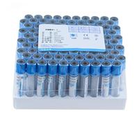 100pcs Vacuum Blood Collection Tubes, 2ml / 5ml /10ml Glass Vacuum Blood Tubes with Blue Screw Cap, Disposable Sodium Citrate 1:9 Sterile Vacuum Blood Collection Tube,2ML