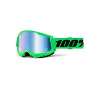 100% Maschera Cross STRATA 2 Verde Neon - Lente Specchio Blu