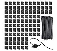 100Pezzi Supporto Autoadesive per Fascette.Supporti per Fascette Stringicavo.Clip per Cavi Adesivo.Fermacavi Adesivi,Fermacavo Adesivo per Ufficio e Casa（Nero）