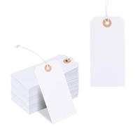 100pz Cartellini con Cordino, Etichette Regalo Bianche Etichette Vuote per Marcatura Etichette per Articoli Appesi Scrivibili per Matrimoni Compleanni Natale Imballaggi Artigianali