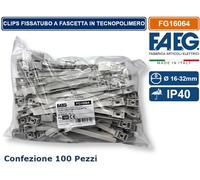 100PZ CLIPS FISSATUBO A FASCETTA PER ANCORAGGIO TUBI CON DIAMETRO Ø 16-32MM