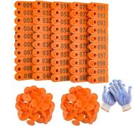 100Pz Etichette Auricolari per Animali da Fattoria per Pecore Capre Bovini 001-100 Numero Etichette Auricolari di Plastica per Pecore,Mucche,Porci,Cani,Cervi,Cavalli