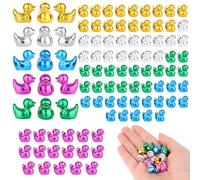 100pz Mini Anatra Natalizie in Resina, 5 Colori Anatra Miniatura Colorate Galvanizzate Piccole Figure Lucide per Decorazioni Natalizie per Micro Giardini e Torte