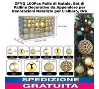 100pz Palle di Natale Decorative da Appendere Sul Albero, Addobbi Natalizi Oro